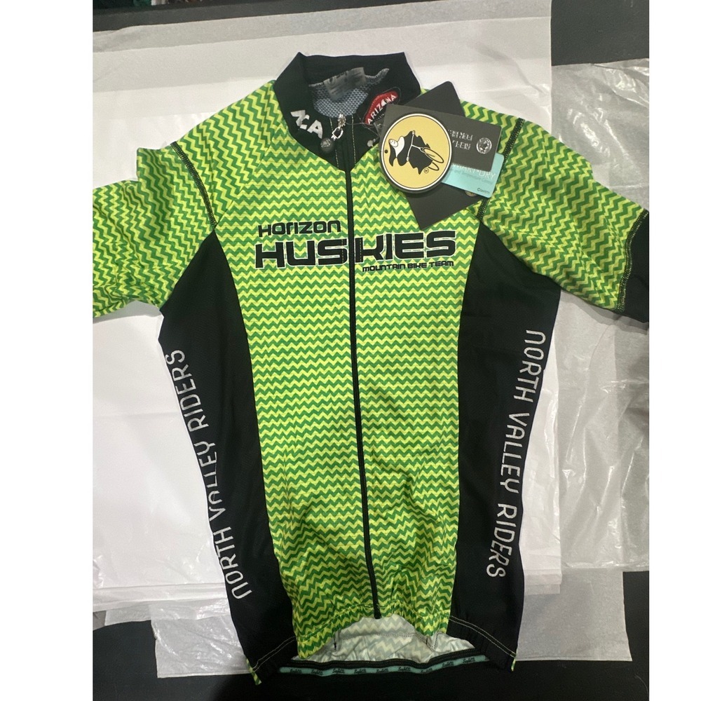 Safetti VR7 Horizon Huskies Cycling Jersey Womens Small Green Mountain Bike Team